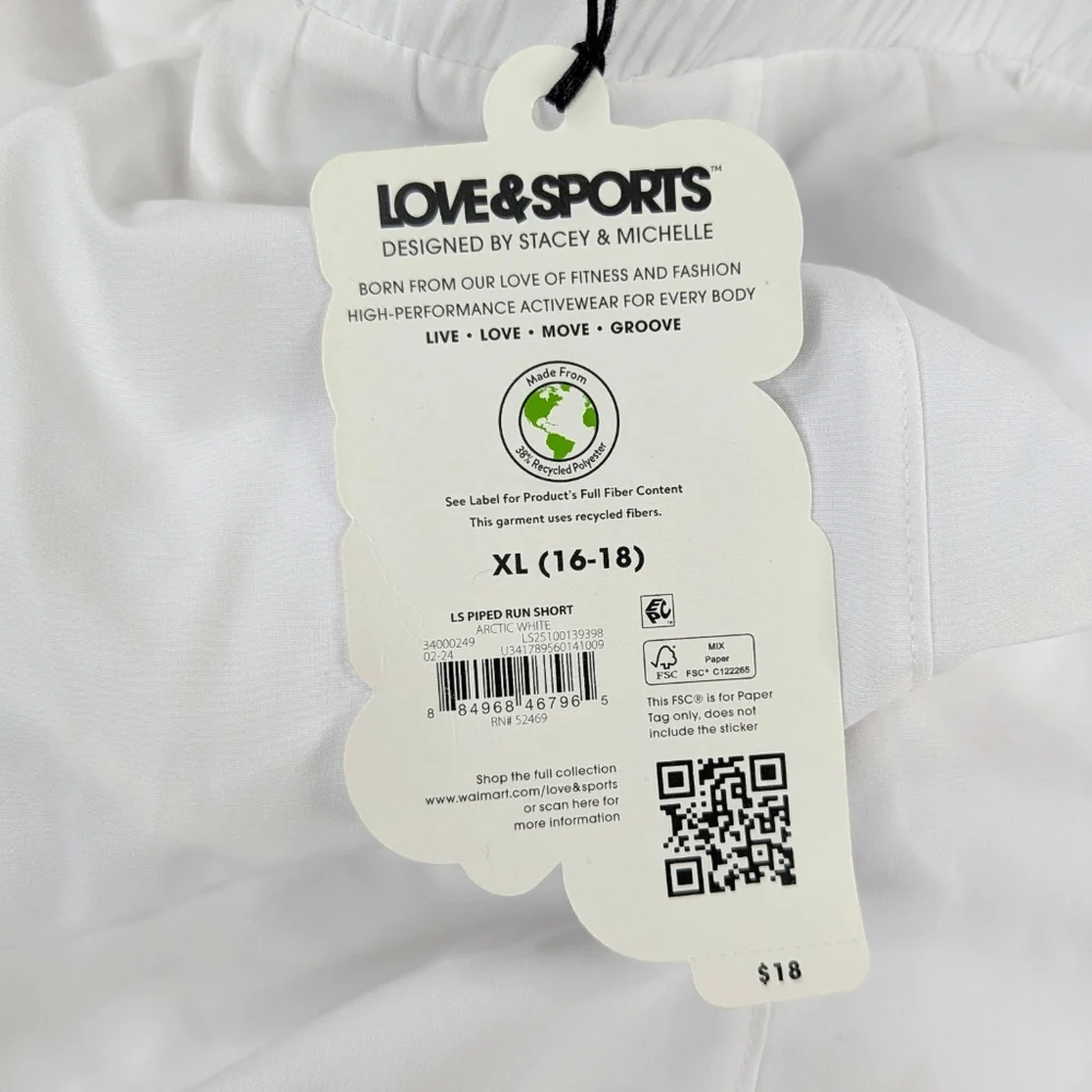 Love & Sports XL Running Shorts White Green Womens Retro Brief Liner Quick Dry - Picture 7 of 11
